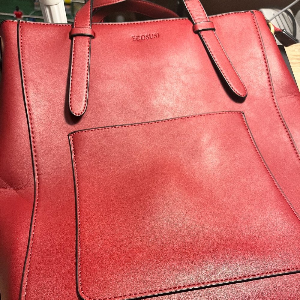 ECOSUSI Tote Bag Convertible Backpack for Women Vegan Leather Handbag Multifucti